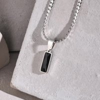 Simple Geometric Square Pendant Stainless Steel Necklace For Men And Women Niche Trendy Clavicle Chain For Dad Valentine's Day