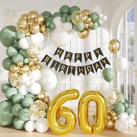 60th Sage Green Balloons Garland White Gold Confetti Ballon Arch Kit Wedding Birthday Party Gender Reveal Baby Shower Decoration