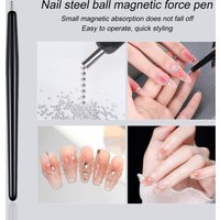 1/2/3Pcs Nail Art Suction Steel Ball Magnetic Pen Black Handle Strong Suction Iron Stone Nail Pen High Precision Magnetite Manic
