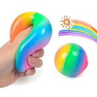 Gradient Rainbow Powder Stress Relief Ball Toy Squeezing Slow Rebound Jump Ball Children's Finger Training Toy Ball Gift