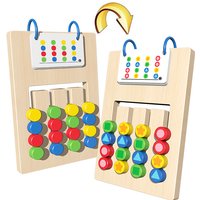 Montessori Wooden Colorful Slide Puzzle Doublesided Board Game Color Matching Slide Sensory Educational Toys Preschool Activity