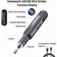 Greenworks 8V 80W 52pcs Mini Grinder Cordless Grinder Rotary Tools USB Chargering for Grinding Cutting Wood Carving and Sanding