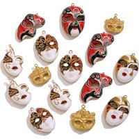1pcs Venetian Carnival Mask Enamel Charms Gold Plated Stainless Steel Opera Style Pendants for DIY Jewelry Making Woman Earrings
