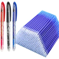 52Pcs/Set Gel Pen Erasable Refill Rod Erasable Pens 0.5mm Blue Black Washable Handle School Writing Stationery Gel Ink Pen