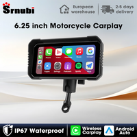 Srnubi 6,25 Zoll IP67 wasserdichter Motorrad-GPS-Navigations-Touchscreen, Dual-Bluetooth Wireless Apple CarPlay & Android Auto Motorrad-Display mit TPMS-Reifendrucküberwachungssystem für Vorder- und