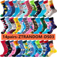 14pairs Anime Casual Crew Socks Men Women Hip Hop Street Fashion Cartoon Novelty Funny Socks