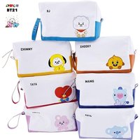 Cartoon BT21 Koya RJ Man Tata Chimmy Cooky Shooky Creative Canvas Pencil Box Storage Bag Large Capacity Portable Cosmetic Bag