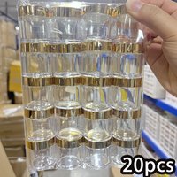 20pcs 10ml Transparent Reusable Dispenser Bottles 3*3.5cm Gold Lid Clear Empty Jars Rhinestone/face Cream/Makeup Storage Tools