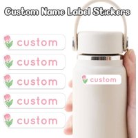 108PCS Custom Tulip Name Label Stickers, Waterproof Personalized Labels for Bottles, Notebooks, Pens & Stationery