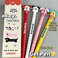 4PCS Cute Dog Gel Pen 0.5mm Black Ink Smooth Writing Gel Pens Funny Tongue-Out Stress Relief Pens Kawaii Stationery Kids Gift