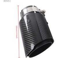 RONSI 1 Pcs Universal Car Glossy Carbon Fiber Black Muffler Tip Exhaust System Pipe Mufflers Nozzle Universal Straight Stainless