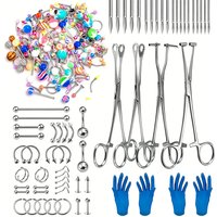 169pcs Body Piercing Tool Kit Include Piercing Pliers Needles Various Body Jewelry Ear Lip Belly Tongue Nose Septum Ear Piercing