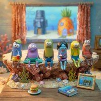 SpongeBob Bikini Bottom Buddies Blind Box: Lustige sitzende Fischfigur als Auto- und Schreibtisch-Deko – Niedlicher Ausdruck, Sammlerstück, Geschenk
