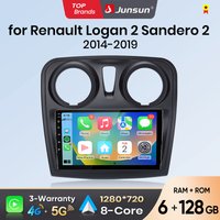 Junsun Android Auto Car Radio For Renault Logan 2 Sandero 2014 2015 2016 2017 2018 2019 Multimedia Wireless Apple CarPlay Smart Intelligent Systems IPS Touch Screen Stereo Video Player 2 Din Autoradio