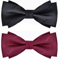 1 Piece of Men's Bows Pure Color Stripesd Double Bow Groom Wedding Groomsmen Fashion Accessories