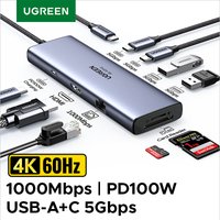 UGREEN USB HUB Docking Stations Type-C to 4K60Hz HDMI Gigabit RJ45 SD/TF USB-A/C Data 5Gbps USB3.0 HUB for Laptop Accessories PC