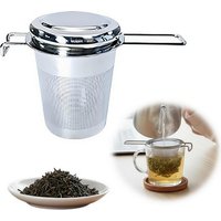304 Stainless Steel Tea Infuser with Lid & Dual Handles Fine Mesh Strainer for Loose Leaf Tea, Fits Mugs & Teapots