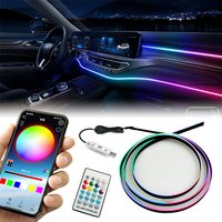 140cm USB Dreamcolor Acrylic Interior Car LED Strip Light with Wireless APP 55’‘RGB Music Fiber Optic Car Ambient Lighting Kit