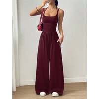 2026 Casual Jumpsuit Simple Style Jumpsuits For Woman Loose Wide Leg Trouser Women's Clothing Home Clothes Sleeveless Sling Silm
