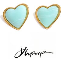 Yhpup 6 Multi Color Acrylic Resin Heart Love Candy Stud Earrings for Women Stainless Steel Charm Fashion Jewelry Gift Waterproof