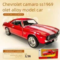 MAKEDA 1:36 Chevrolet Camaro SS 1969 Diecast Car Model, Openable Doors Pull Back Muscle Car, Collectible Ornament Kids Toy Gift