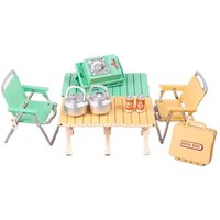1:12 Dollhouse Miniature Camping Picnic Set Folding Chair Gas Stoves Model Decor Toy Doll House Accessories
