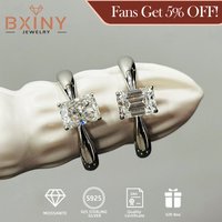 BXINY 1 Carat Emerald/Radiant/Asscher Cut Moissanite Rings S925 Silver Lab Diamond for Women Wedding Bands Jewelry GRA Certified