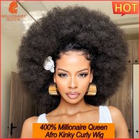 Millionaire Queen 400% High Density Lace Wigs 100% Human Hair Glueless Wig Afro Kinky Curly Super Double Drawn 5x5 Lace Wigs