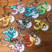 Pokemon 30th Anniversary Acrylic Keychain 4-5cm Cute Cartoon Character Pendant Bag Accessory Captain Pikachu Eeveelution Eevee