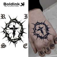 Cross On A Man's Hand Temporary Tattoo,Lasts To 15 Days New Technology Magic Waterproof Semi Permanent Sticker.