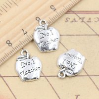 20pcs Charms Apple NO.1 Teacher 18x14mm Tibetan Silver Color Pendants Antique Jewelry Making DIY Handmade Craft