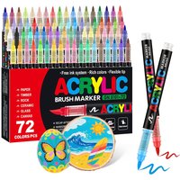 12-72 Colors Acrylic Paint Markers Pens,Soft Brush Tip Large Ink Capacity AcrylicMarker Brush Pen,Glass Rock Painting DIY Crafts