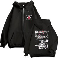 Anime Hunter X Hunter Eyes Graphic Zipper Hoodie Men Women Fashion Manga Oversized Zip Up Jacket Unisex Casual Vintage Hoodies
