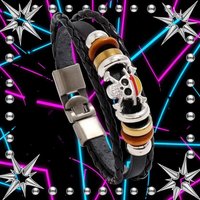 Anime One Piece Luffy Bracelet Toys Action Figure Punk Black Leather Braided Punk Rock Bangles Bracelet Birthday Gifts Toys