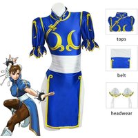Chun Li Cosplay Dress Costume Game SF Chunli Role Play Blue Qipao Outfit Full Set Jackie Kung fu Halloween Party Suit For Fun