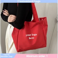 Custom Printed Solid Color Canvas Shoulder Tote Bags for Women Foldable Reusable Large Capacity Commuting Shopping Bag Bolsos