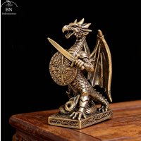 Brass Flying Dragon Warrior Figurines Miniatures Desktop Ornaments Retro Metal Solider Model Crafts Home Decoration Accessories