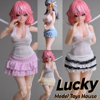 1/12 Cute Sweet Style Moblie Suit Girl Sleeveless Cake Dress Summer Beach Lace Skirt Clothes Accessory For 6" Female Soldier