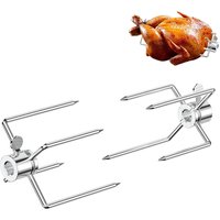 2Pcs Stainless Steel BBQ Rotisserie Forks Heavy Duty Grill Rotisserie Spit Meat Forks Fits 3/8-Inch 5/16-Inch Square Spit Rods