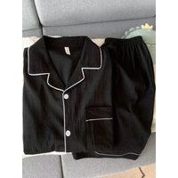 Cloud Cotton Lightweight Short Sleeve Sleepwear Men's Summer Home Clothes Thin Fabric Black Short Pants Simple Youth Style