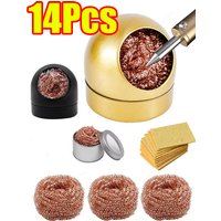 1-14Pcs Soldering Iron Tip Cleaner Desoldering Ball Cleaning Nozzle Tip Clean Brass Wire Sponge Copper Wire Cleaner Ball Tools