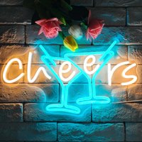 Cheers Cocktail Neon Sign Bar LED Neon Light Sign for Bedroom Restaurant Hotel Decor Birthday Parties Home Decoration Neon Light