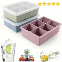 1pc Ice Cube Tray with Lid 6 Cavity Flexible Food Grade Silicone Ice Cube Mold Ice Trays For Freezer Summer DIY Ice Maker