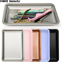 Square Stainless Steel Cosmetic Tray Eyelash Tools Tray Nail Art Equipment Plate False Nails Dish Tool Makeup Table Storage