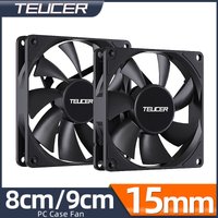 Teucer 8cm/9cm PC Case Fan 12V/4Pin PWM Large Air Volume Slim 15mm Thinckness Hydraulic Bearing Low Noise Chassis Cooling Fan