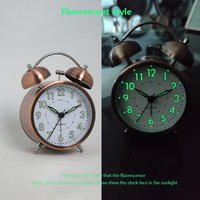 1pc 3 inch Vintage Metal Quartz Alarm Clock, Fluorescent Digital Desk Clock, High Volume Ringtone, Suitable for Deep Sleepers