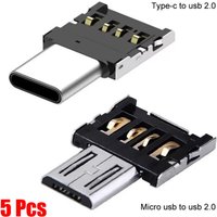 1-5Pcs OTG Micro USB Type C Adapter USB-C Male To USB 2.0 Female Data Connector For Macbook Samsung Xiaomi Huawei Android Phone