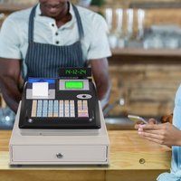 Black&White Electronic Cash Register(Safe&Convenient) - Purple Light Banknote Detector&Anti-Counterfeit Money, Dual LED Displays