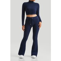 2 Piece Ribbed Yoga Sets Women's Gym Clothing Tracksuit Fitness Autumn Winter Long Sleeve Crop Top Sports Top Yoga Leggings Suit