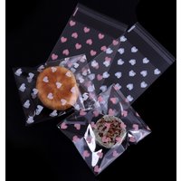 50pcs/lot OPP Heart Self-adhesive Bags Cute Heart Pattern Plastic Pakaging Bags For DIY Candy Cookie Jewelry Package